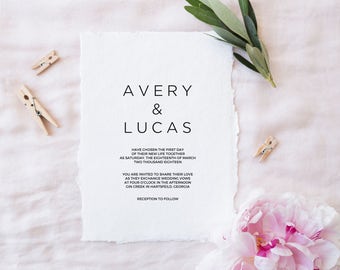 Wedding Invitations, Printable Wedding Invitation Set, Modern Wedding Invitations, Printable Invitations, Minimalist, Wedding Suite