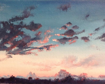 Morning Sky, Dawn Sky Painting, Landscape
