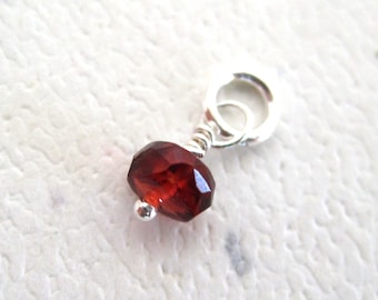 Faceted Garnet Gemstone Dangle Charm