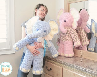 CROCHET PATTERN - Josefina and Jeffery Big Amigurumi Elephants Crochet PDF Pattern with Instant Download