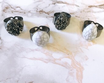 Druzy/Howlite Statment Ring