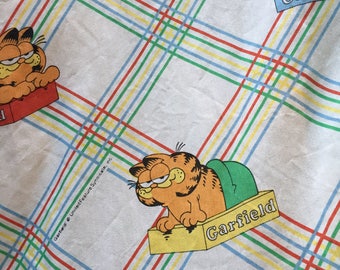 Garfield Print Twin Flat Sheet Vintage Fabric 1978 Sewing Crafts 39 X 75"