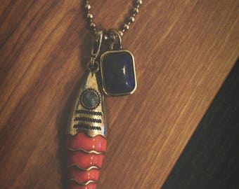 30” Gold Plated Fish Charm Statement Necklace