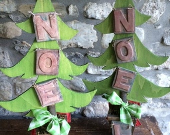 Wooden Reversible Christmas Tree Table Decoration