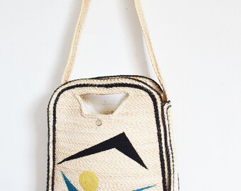 Vintage wicker straw bag market tote