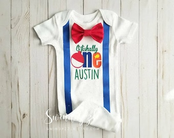 Ofishally One - ofishally one shirt - fishing birthday shirt - fishing birthday theme - ofishally one birthday outfit - royal blue and red