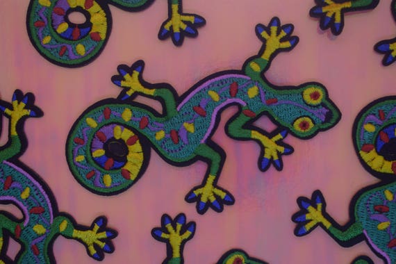 Colourful Lizard Iron on Patch