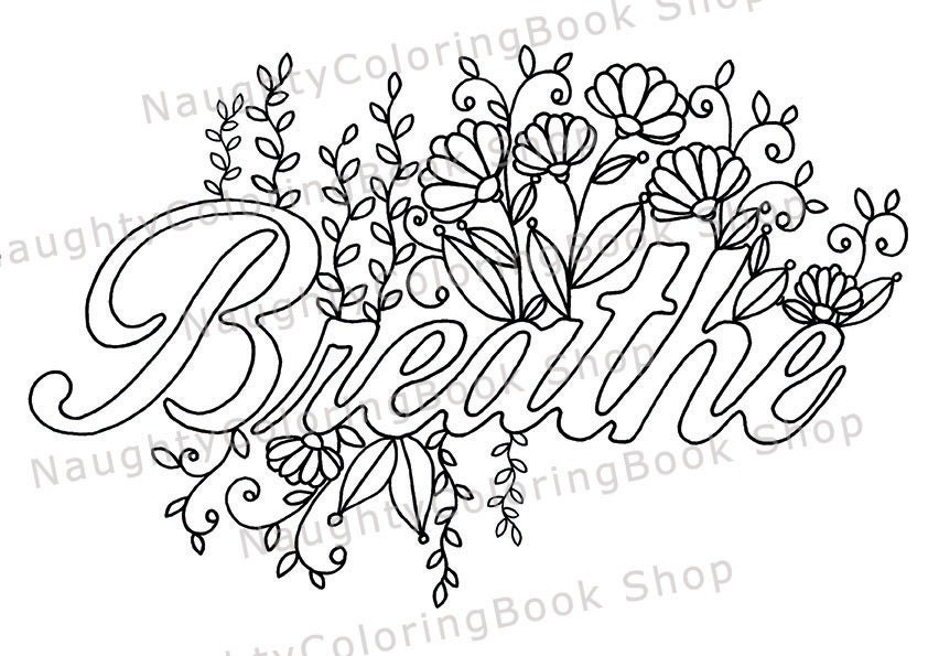 Breathe Printable Gift Coloring Page Yoga Gifts Positive