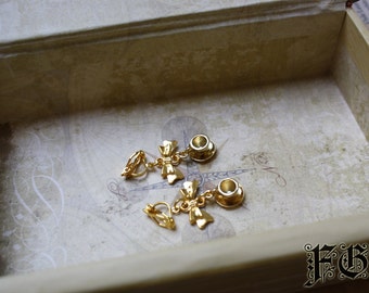 Golden Tea Cup Kawaii Clip On Lolita Earrings