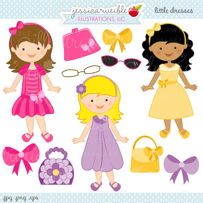 Little Dresses Cute Digital Clipart Girls In Easter Little Dresses Cute Digital Clipart Girls In Easter