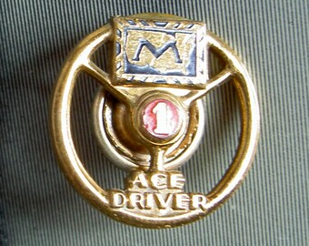 lapel pin, badge, Markel one year ace driving badge