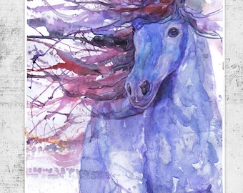 Horse art print, equestrian, equine, abstract horse painting, equine expressions, watercolor, horse lover, decor, wild horse gifts, dressage