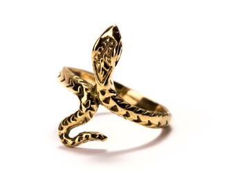 Snake Ring Brass, Wrap Ring, Serpent Ring, Tribal Jewellery Gift Boxed + Gift Bag , Free UK Delivery