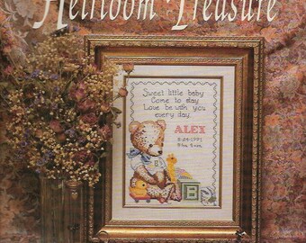 Vintage Heirloom Birth Record for Baby Needlepoint Embroidery Tapestry DIY KIT Welcome Baby Nursery Room Decor Wall Art Pillow Vintage