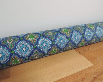 Morocan tile print draft Stopper. Light blocker. Window snake. Draught excluder. House and home accessory. window draft stopper