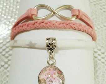 "jewel forever" bracelet MULTISTRAND pink and white