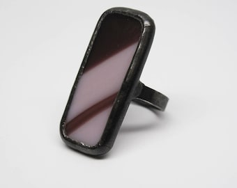 Purple Curves - Sterling Silver Stained Glass Ring - Size 7.5