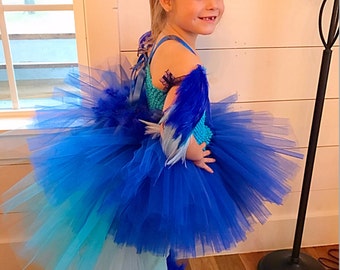 Parrot costume, macaw costume, parrot tutu, halloween costume, pageant outfit, parrot, blue tutu, blue parrot, rio, birds or rio, blue macaw