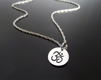 Om Necklace, Ohm Necklace, Sterling Silver Necklace, Yoga Necklace, Om chain