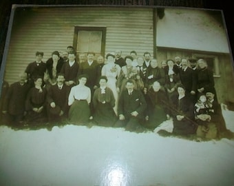 Antique Photograph of a Victorian Group on a Farm 1800s 10 x 8