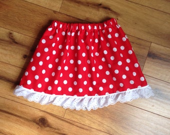Red White Polka Dot Minnie Skirt