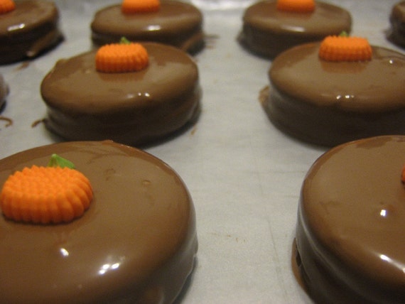 Pumpkin fall theme chocolate covered sandwich cookie 12 ct.