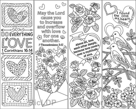 8 printable coloring bookmarks with love bible verses love