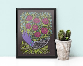 Art Print I Picked You These Flowers
