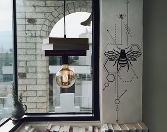 Geometric Honeycomb & Anatomical Bees Wall Decal - Unique Vinyl Wall Decals - Gold Decals, Wall Decor, Guy Friend Gift, Cool Boyfriend Gift