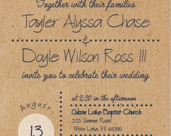 Kraft Sunflower Wedding Invitation and RSVP Postcard