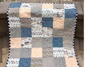 Native Baby Quilt, Baby Boy Quilt, Nursery, Bedding, Arrows, Fox, tee pee, navajo