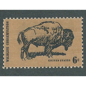 6c American Buffalo stamp .. Pack of 20 Unused postage stamps .. Vintage postage stamps. Old West, Wildlife Conservation, Great Plains USA