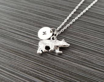 Silver Bear Necklace - 3D Bear Charm Necklace - Personalized Necklace - Custom Gift - Initial Necklace - Bear Jewelry - Bear Charm Necklace