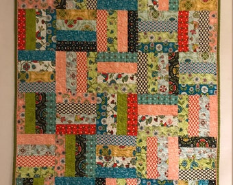 Large Throw Size Patchwork Style Quilt Made From Baby Clothing