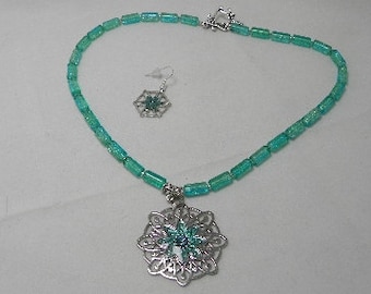 Lacy Aqua and Seamist Necklace Set