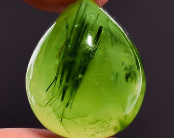 48.7 Ct. Natural Prehnite Pear Cabochon Loose Gemstone 24X20X13 mm HB-1439