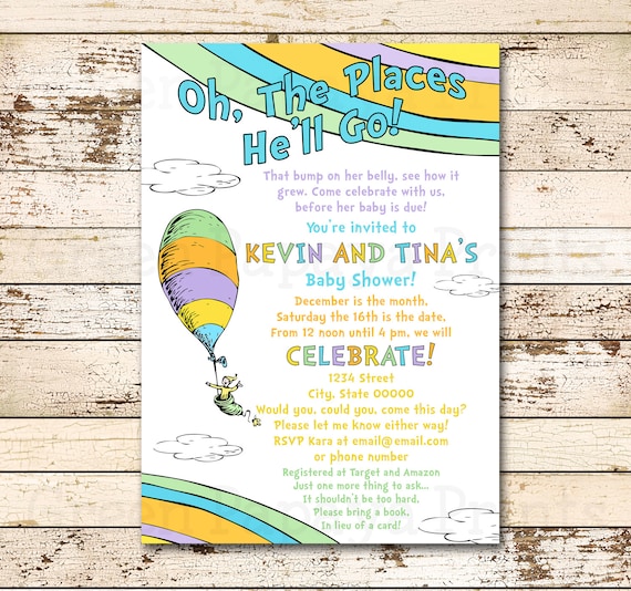 Oh The Places You'll Go Baby Shower Invitation