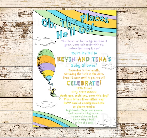 Printable Dr Seuss Baby Shower Invitations For One Baby Or Twins