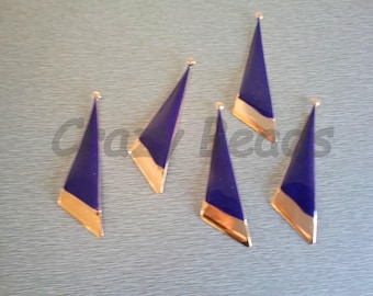 10 beautiful blue and gold enamel pendants