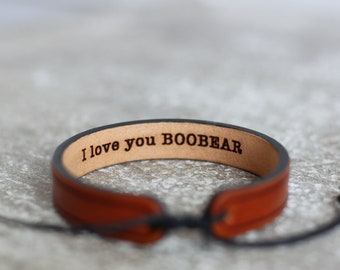Men's leather bracelet-hidden message bracelet-Personalized leather bracelet custom leather bracelet- anniversary gift- gift for men- custom