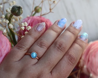 Blue moonste ring size 6.5 in shiny copper