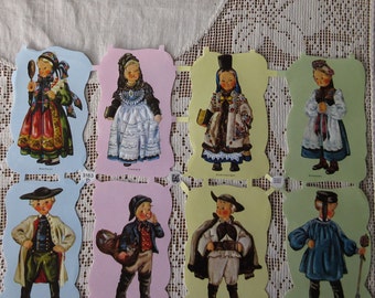 Vintage EAS Germany Die Cut Paper Scraps Folk Costume Children EAS 3183A
