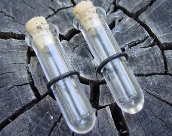 Clear Test Tube Plugs 00g gauged ear plugs earrings for stretched piercings