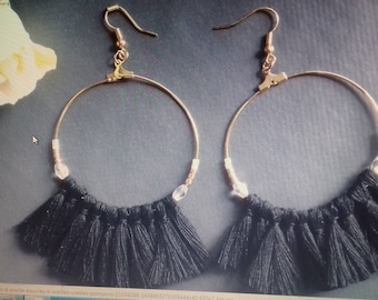 Black tassel earrings
