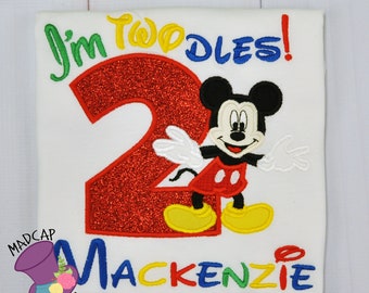 2nd- Twodles -Mickey - Mouse- Club- Inspired- Birthday - oh -Toodles - Shirt - Embroidery -Personalize- Custom -First- Second -Girls- party