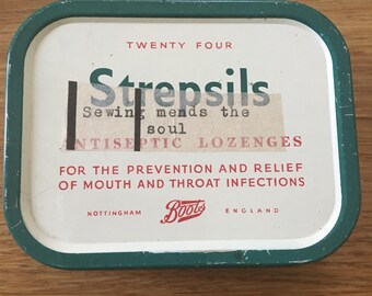 Vintage tin stuffed full with sewing kit - sewing mends the soul - sewing notions thread buttons lace poppers hooks