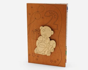 2 Year Old, Wood Cards, Two Year Old, Birthday Card, 2nd Birthday, Kids Birthday Cards, Birthday Gifts For Kids, Wood Work, Wood Gifts