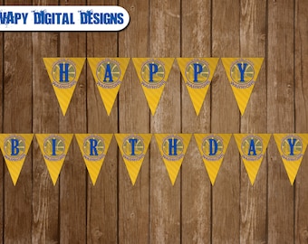 Golden State Warriors DIGITAL Happy Birthday Banner Party DIY