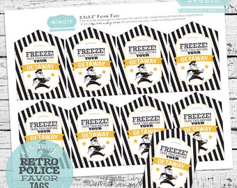 Retro Police Favor Tags