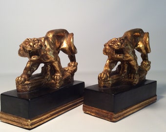 Vintage French Borghese Panther Bookends